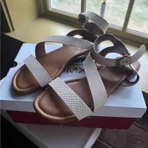 Franco Sarto Cream Strappy Sandals
